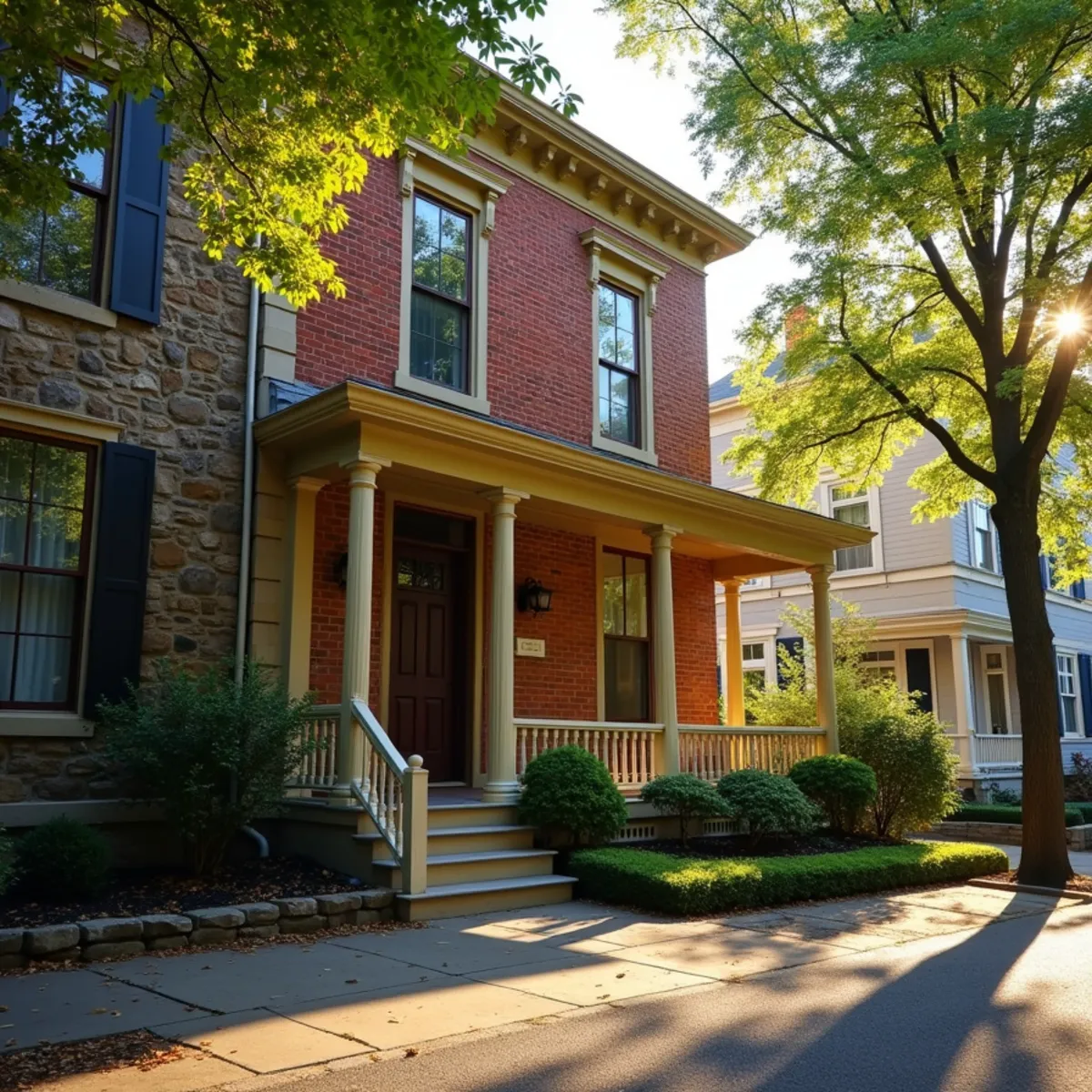 Older brick and stone home a block from State Street in Media, PA, heated by radiators
